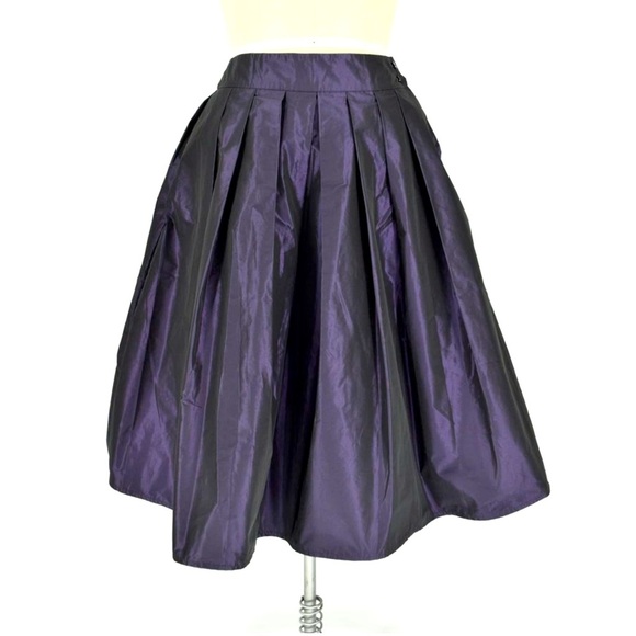 Rebecca Moses Dresses & Skirts - NWT REBECCA MOSES midnight purple pleated taffeta midi skirt size XS women's